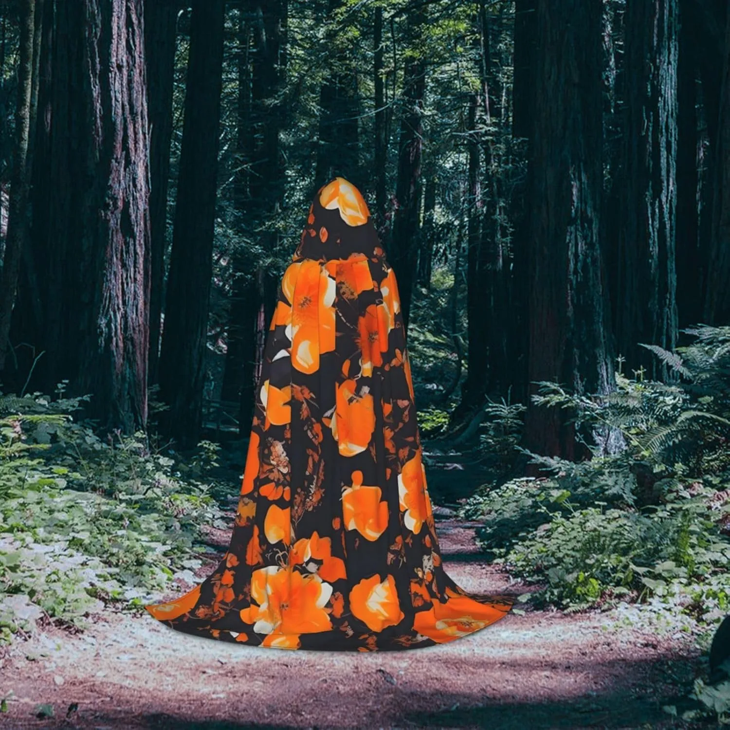 Set Of Ornate Floral Hooded Cloak Coat Winter Warm Long Cloak Cosplay Costumes Outerwear Carnivals Hoodies Capes