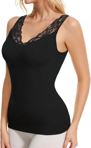 Shapewear Tank Tops for Women Tummy Control Shaper Cami with Built in Bra Lace Slimming Camisole Compression Tanks