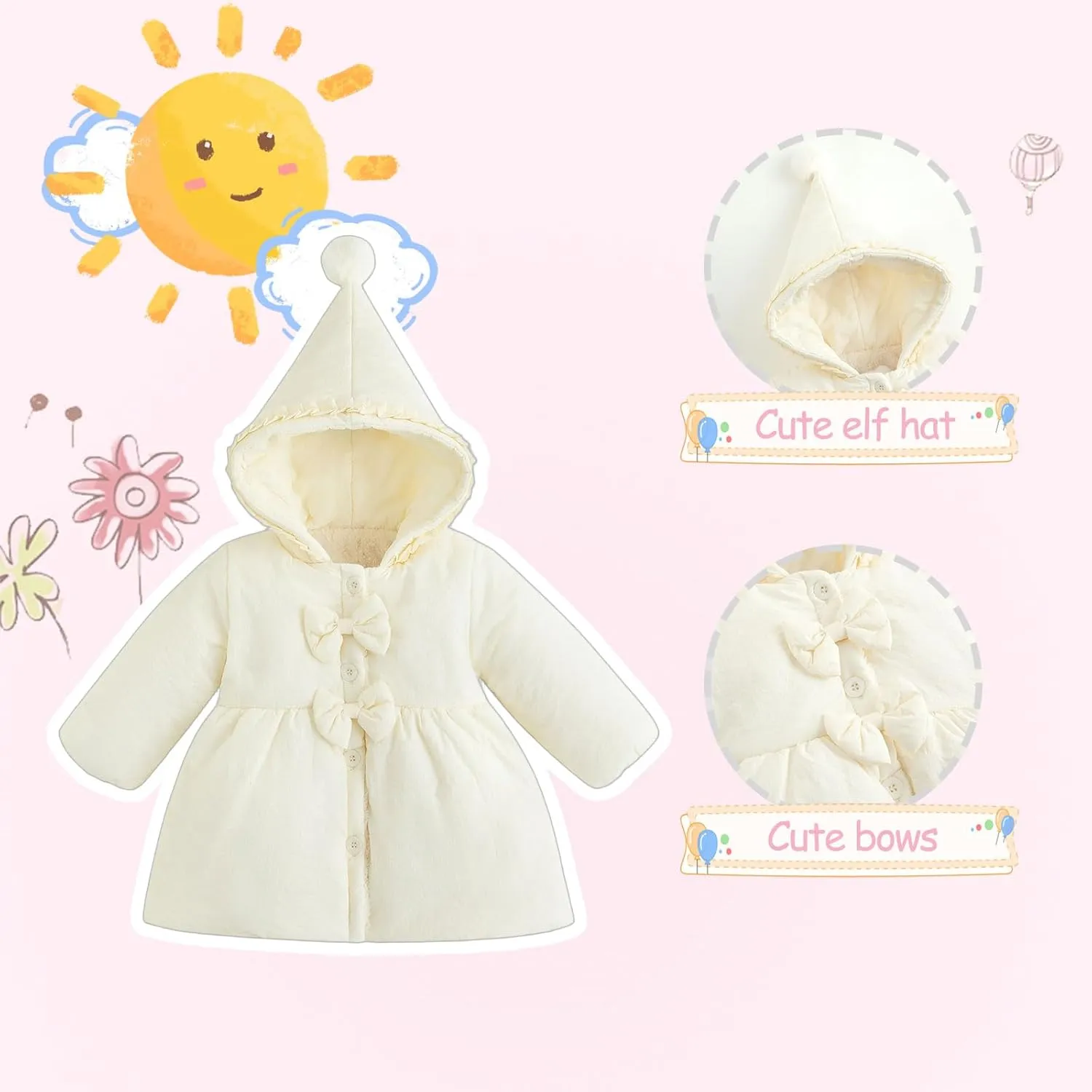 Simplee kids Toddler Winter Coat Baby Girl Jacket With Hood Warm Newborn Outerwear