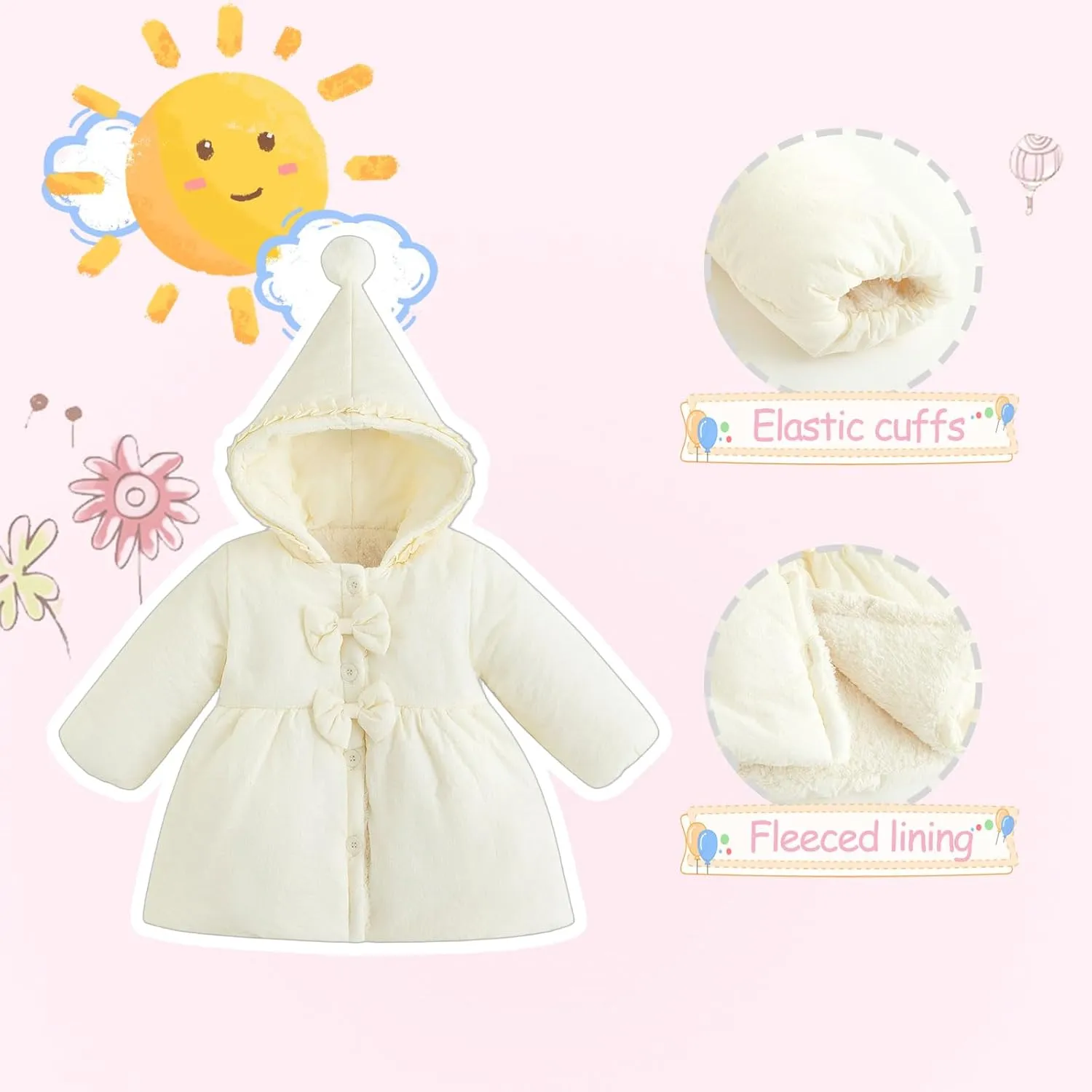 Simplee kids Toddler Winter Coat Baby Girl Jacket With Hood Warm Newborn Outerwear