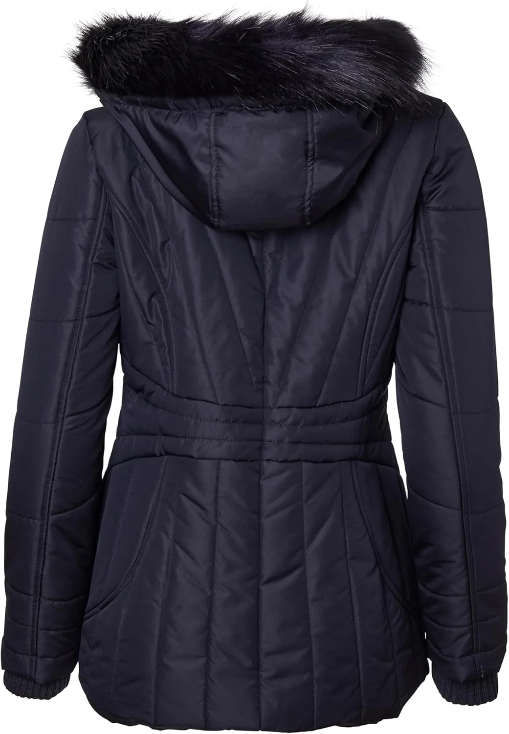Sportoli Womens Winter Coat Faux Fur Trim Hooded Down Alternative Puffer Jacket