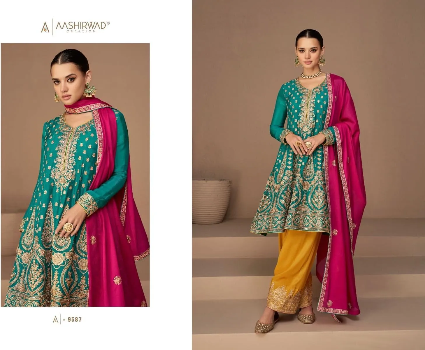 Stylish Designer Indian Pakistani Ready to Wear Wedding Long Anarkali Pant Suits