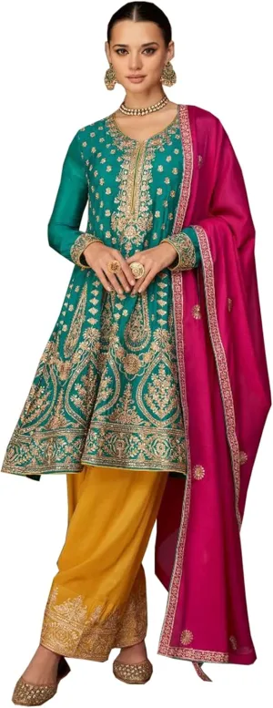 Stylish Designer Indian Pakistani Ready to Wear Wedding Long Anarkali Pant Suits