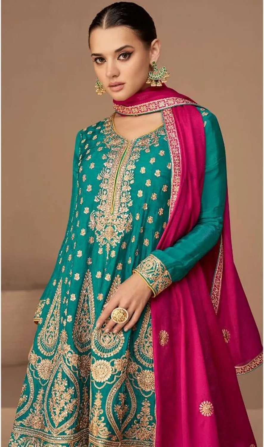 Stylish Designer Indian Pakistani Ready to Wear Wedding Long Anarkali Pant Suits