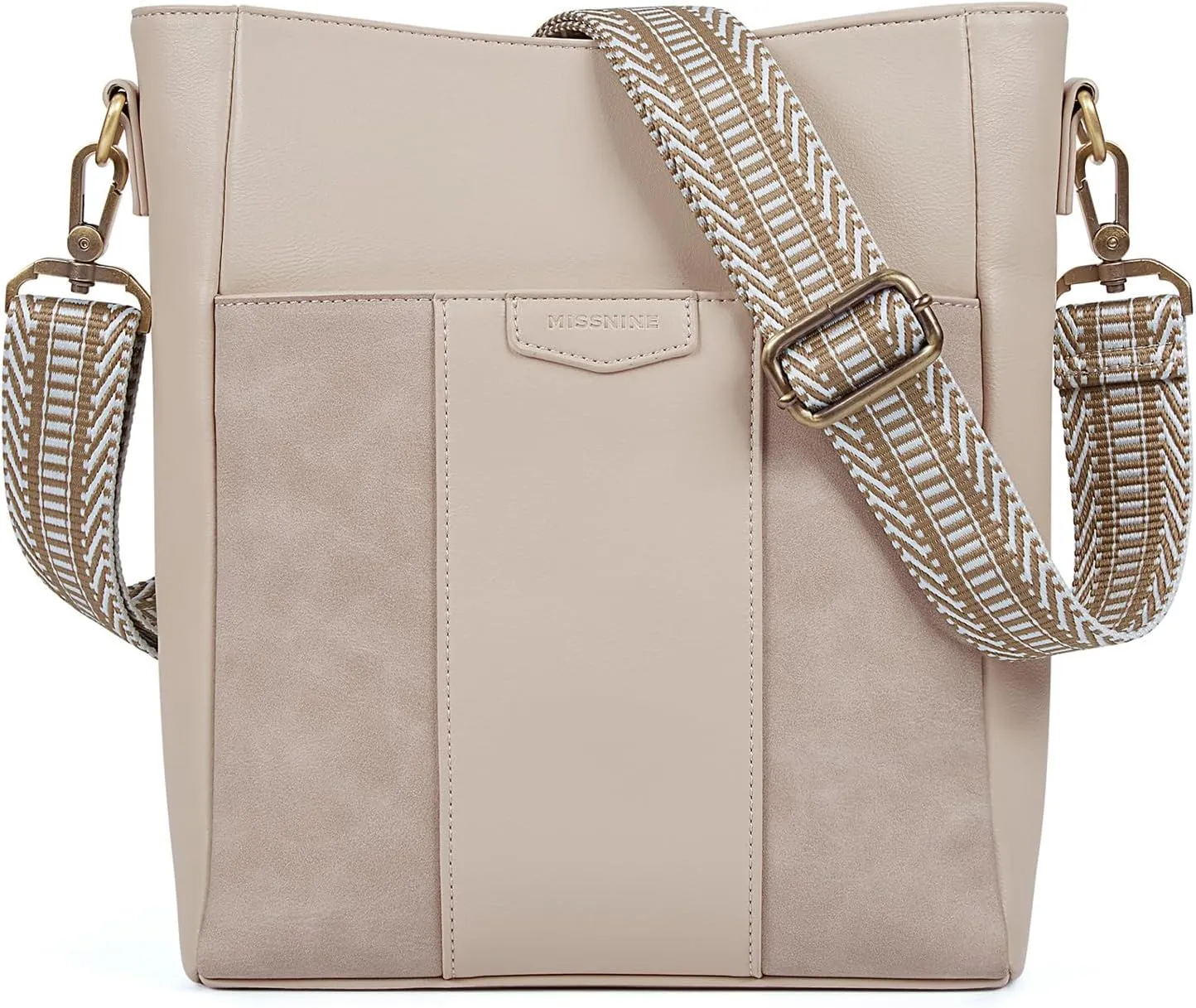 Stylish Leather Bucket Crossbody Bag for Women, Adjustable Guitar Strap