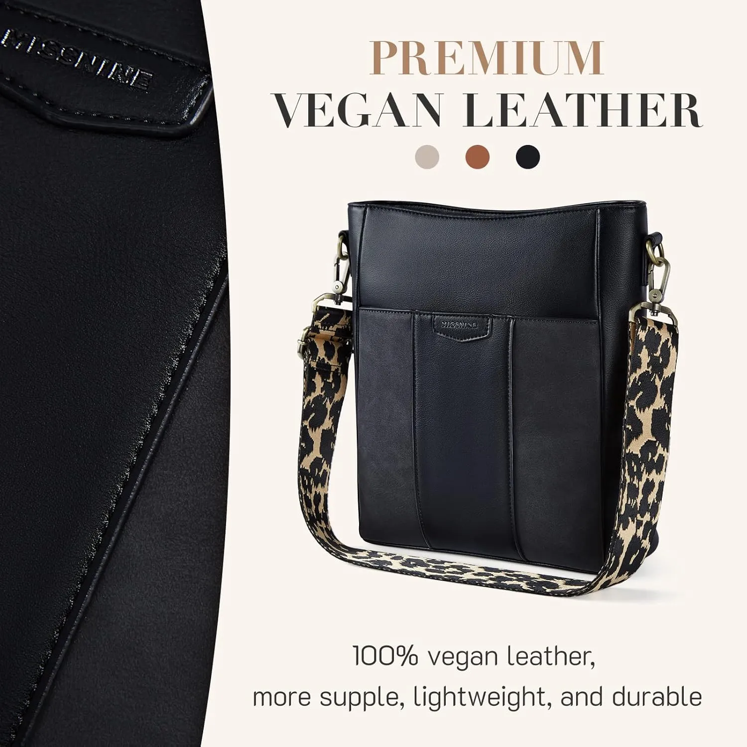 Stylish Leather Bucket Crossbody Bag for Women, Adjustable Guitar Strap