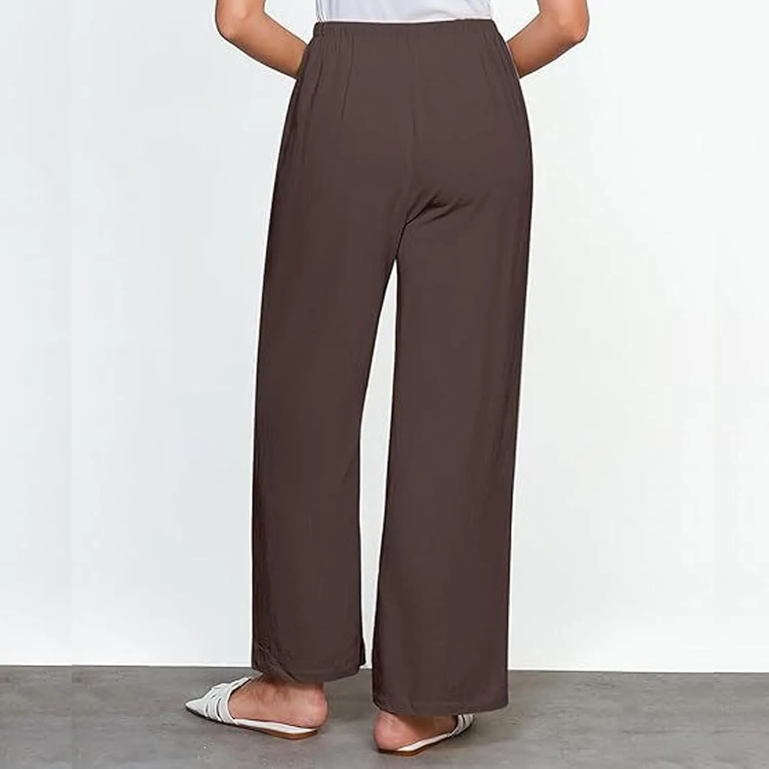 Summer Pants for Women Lightweight Linen Sweatpants Casual Loose High Waist Wide Leg Palazzo Soft Beach Trousers