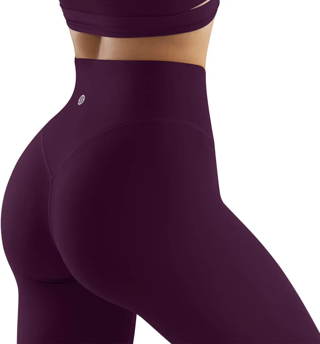 SUUKSESS Women No Front Seam Buttery Soft Leggings Ruched High Waist Yoga Pants