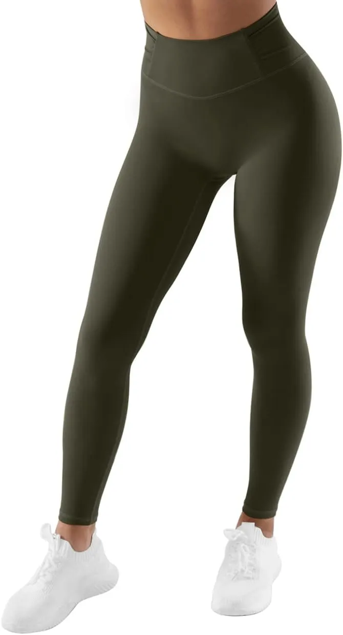 SUUKSESS Women No Front Seam Buttery Soft Leggings Ruched High Waist Yoga Pants