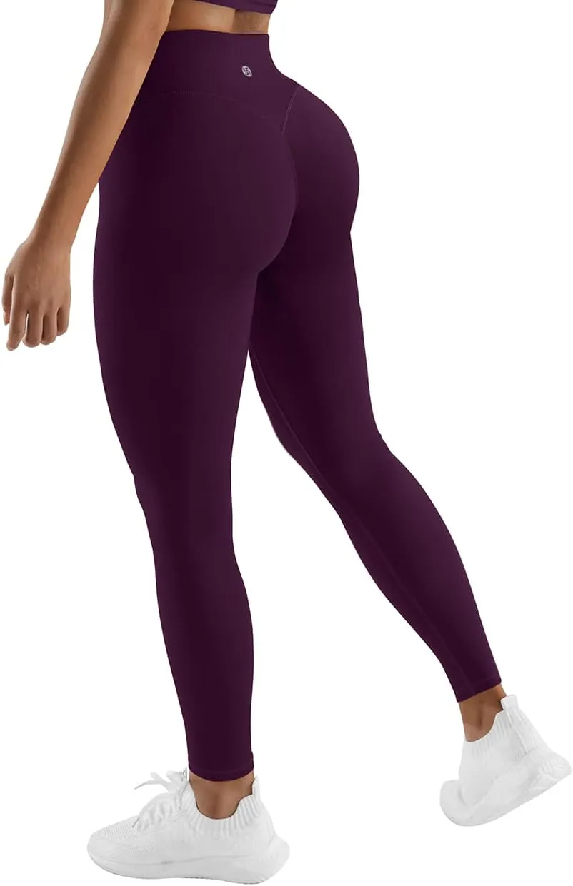 SUUKSESS Women No Front Seam Buttery Soft Leggings Ruched High Waist Yoga Pants