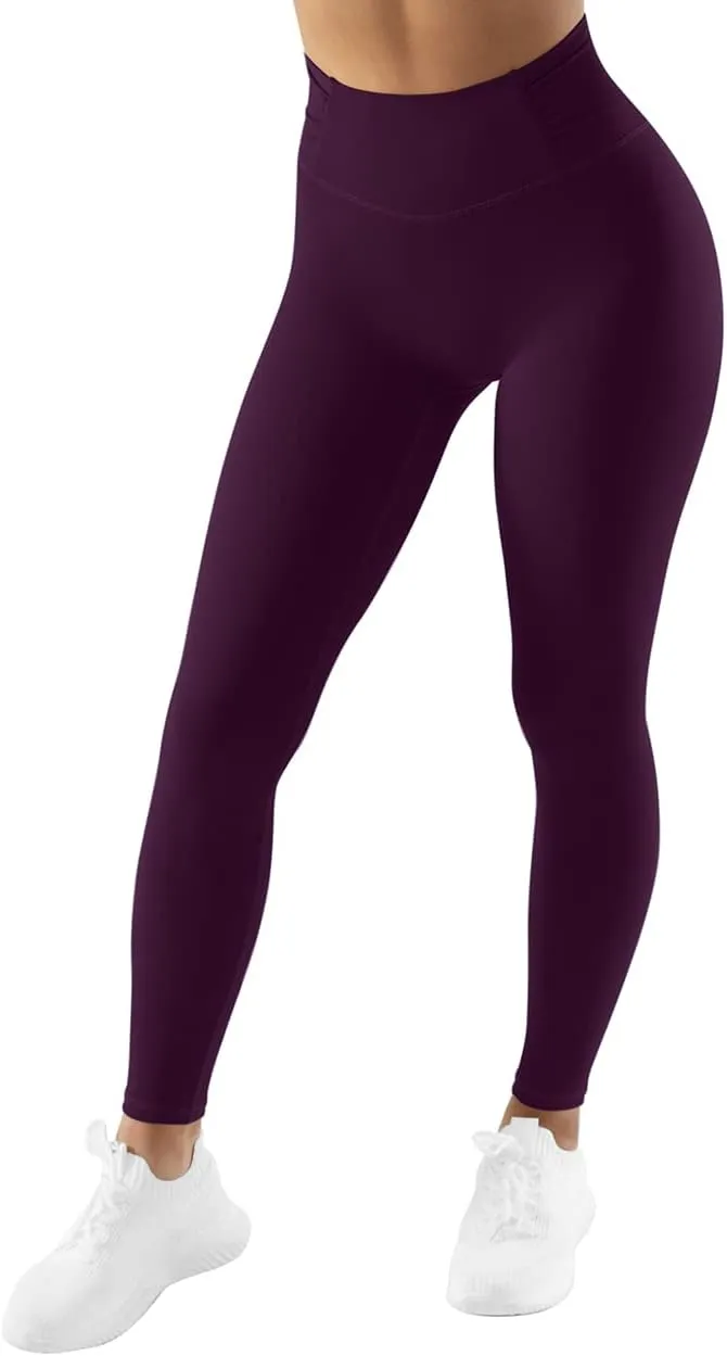 SUUKSESS Women No Front Seam Buttery Soft Leggings Ruched High Waist Yoga Pants
