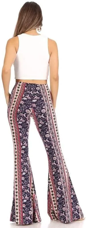 SWEETKIE Boho Flare Pants, Elastic Waist, Wide Leg Pants for Women, Solid & Printed, Stretchy and Soft
