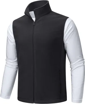 TACVASEN Men's Fleece Vest Zip Up Lightweight Vests Outerwear with Pockets Winter Warm Sleeveless Jacket for Hiking Golf