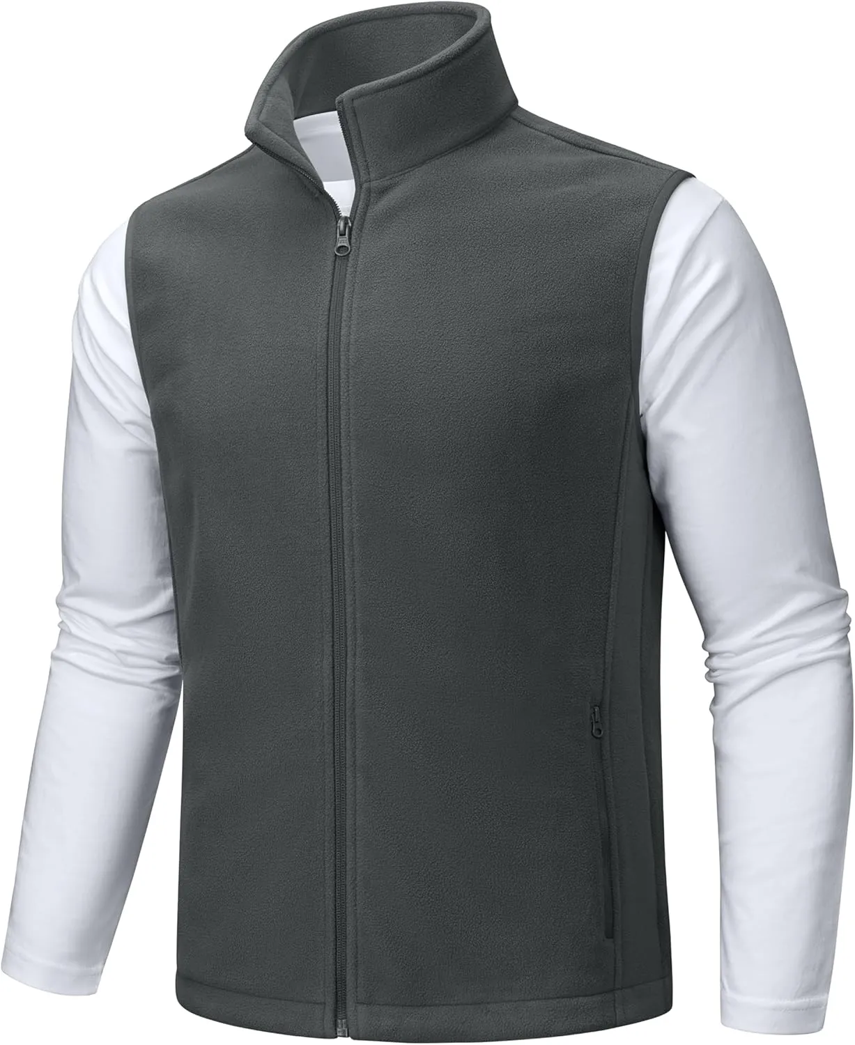 TACVASEN Men's Fleece Vest Zip Up Lightweight Vests Outerwear with Pockets Winter Warm Sleeveless Jacket for Hiking Golf