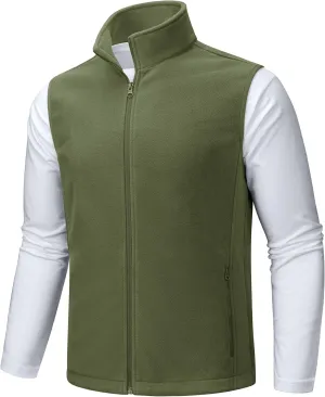 TACVASEN Men's Fleece Vest Zip Up Lightweight Vests Outerwear with Pockets Winter Warm Sleeveless Jacket for Hiking Golf