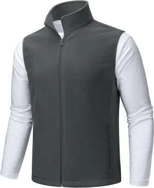 TACVASEN Men's Fleece Vest Zip Up Lightweight Vests Outerwear with Pockets Winter Warm Sleeveless Jacket for Hiking Golf