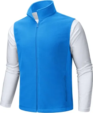 TACVASEN Men's Fleece Vest Zip Up Lightweight Vests Outerwear with Pockets Winter Warm Sleeveless Jacket for Hiking Golf