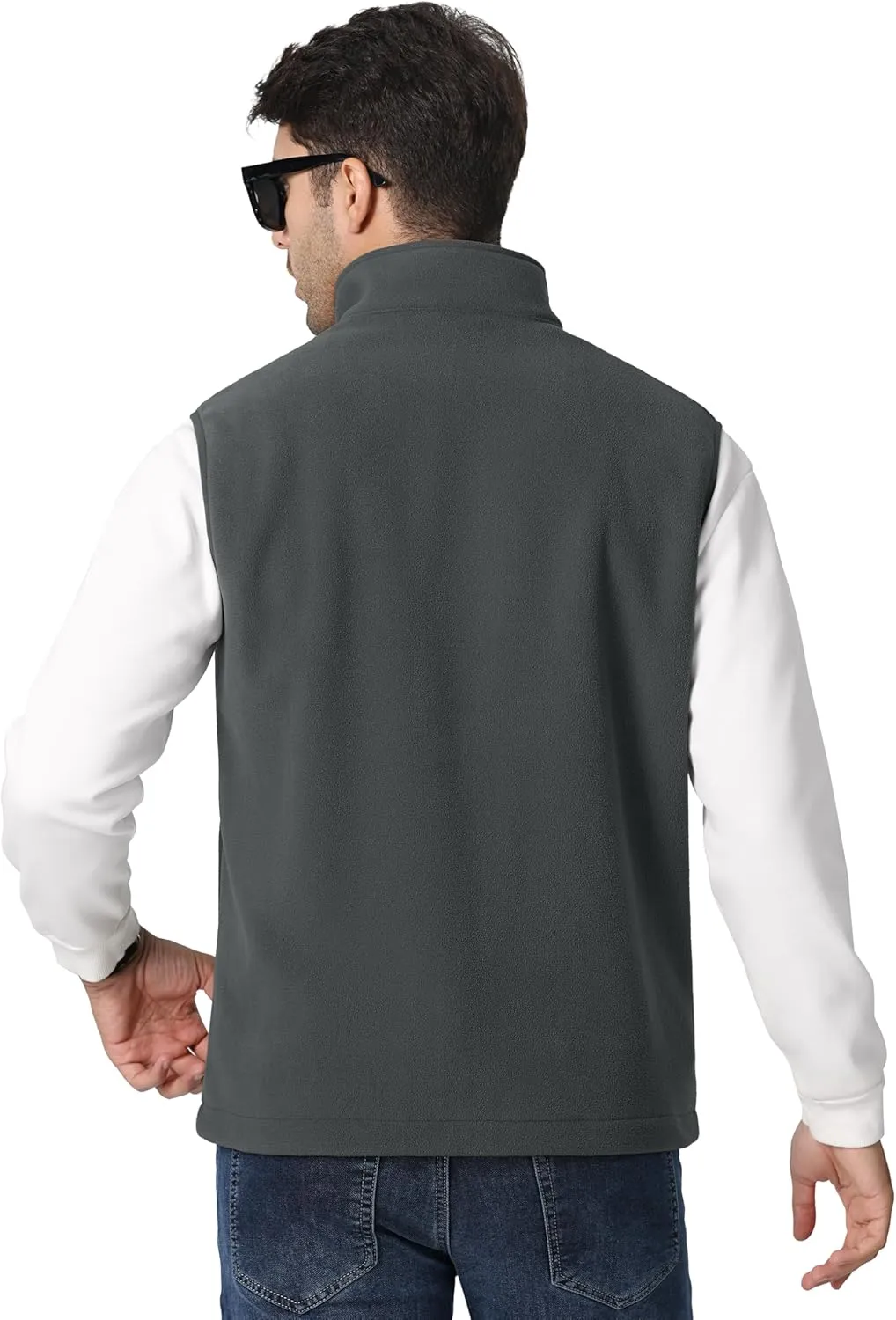 TACVASEN Men's Fleece Vest Zip Up Lightweight Vests Outerwear with Pockets Winter Warm Sleeveless Jacket for Hiking Golf