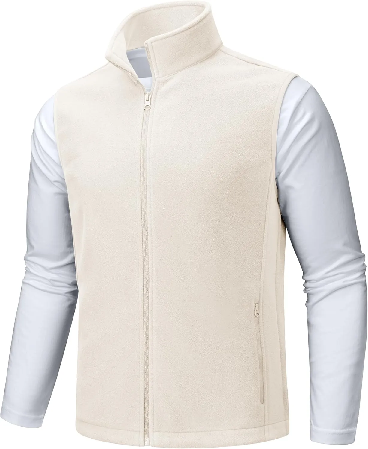 TACVASEN Men's Fleece Vest Zip Up Lightweight Vests Outerwear with Pockets Winter Warm Sleeveless Jacket for Hiking Golf