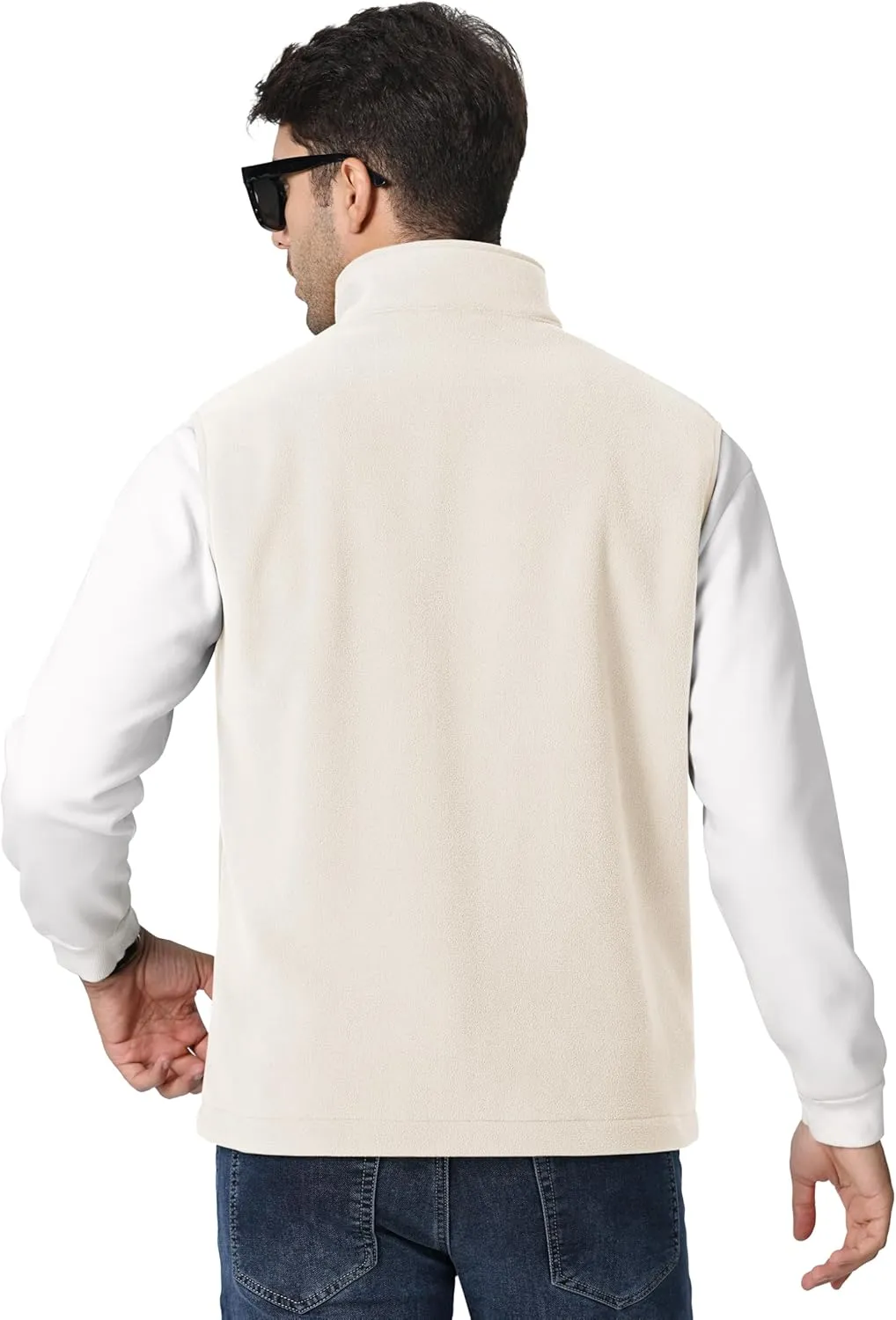 TACVASEN Men's Fleece Vest Zip Up Lightweight Vests Outerwear with Pockets Winter Warm Sleeveless Jacket for Hiking Golf
