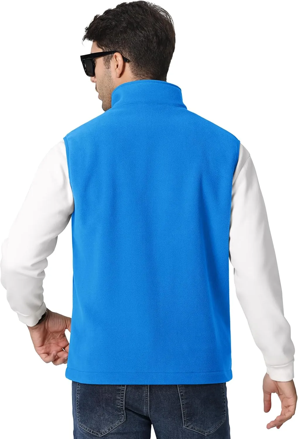 TACVASEN Men's Fleece Vest Zip Up Lightweight Vests Outerwear with Pockets Winter Warm Sleeveless Jacket for Hiking Golf