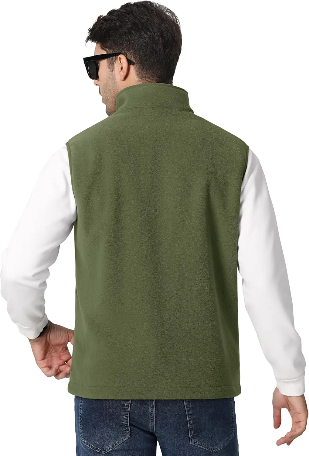 TACVASEN Men's Fleece Vest Zip Up Lightweight Vests Outerwear with Pockets Winter Warm Sleeveless Jacket for Hiking Golf