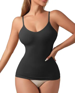Tank Top With Bulit in Bra for Women V neck Traceless Shapewear Slimming Compression Camisole