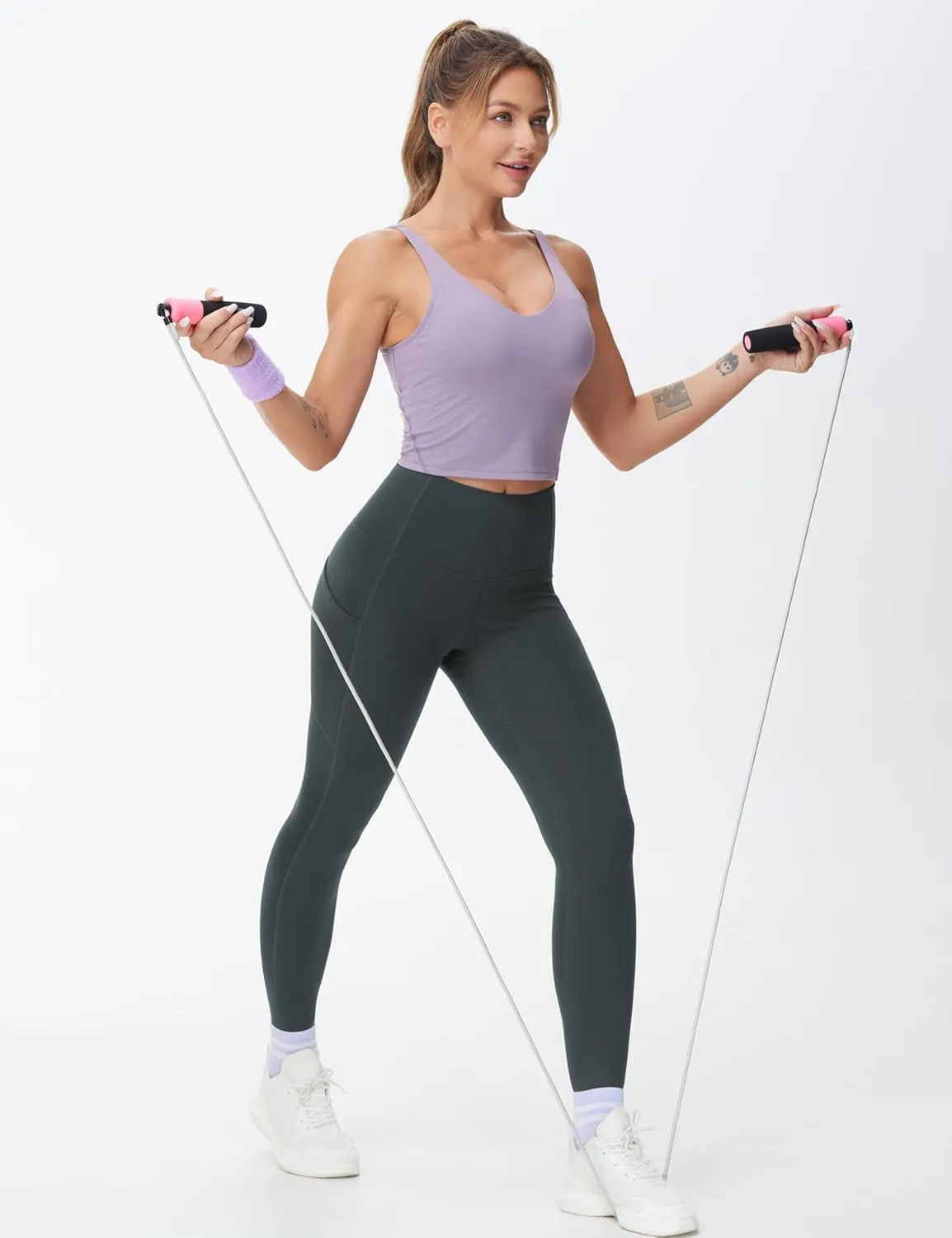THE GYM PEOPLE Women's High Waist Yoga Pants Buttery Soft Stretchy Tummy Control Workout Athletic Leggings with Pockets