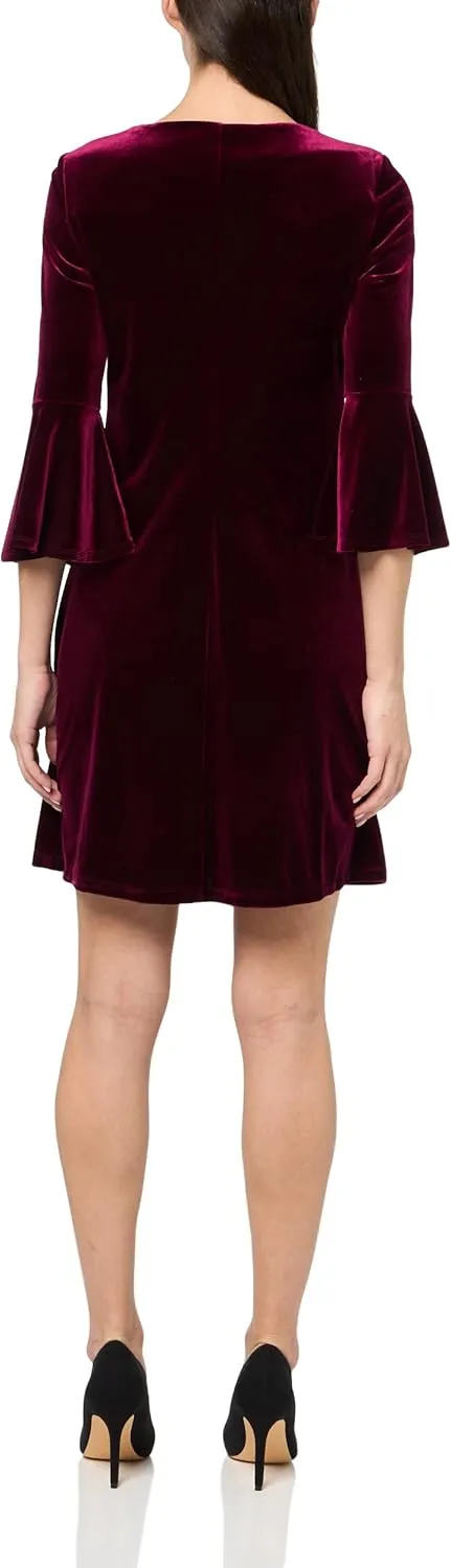 Tommy Hilfiger Women's Round Neck Printed Bell Sleeve Dress