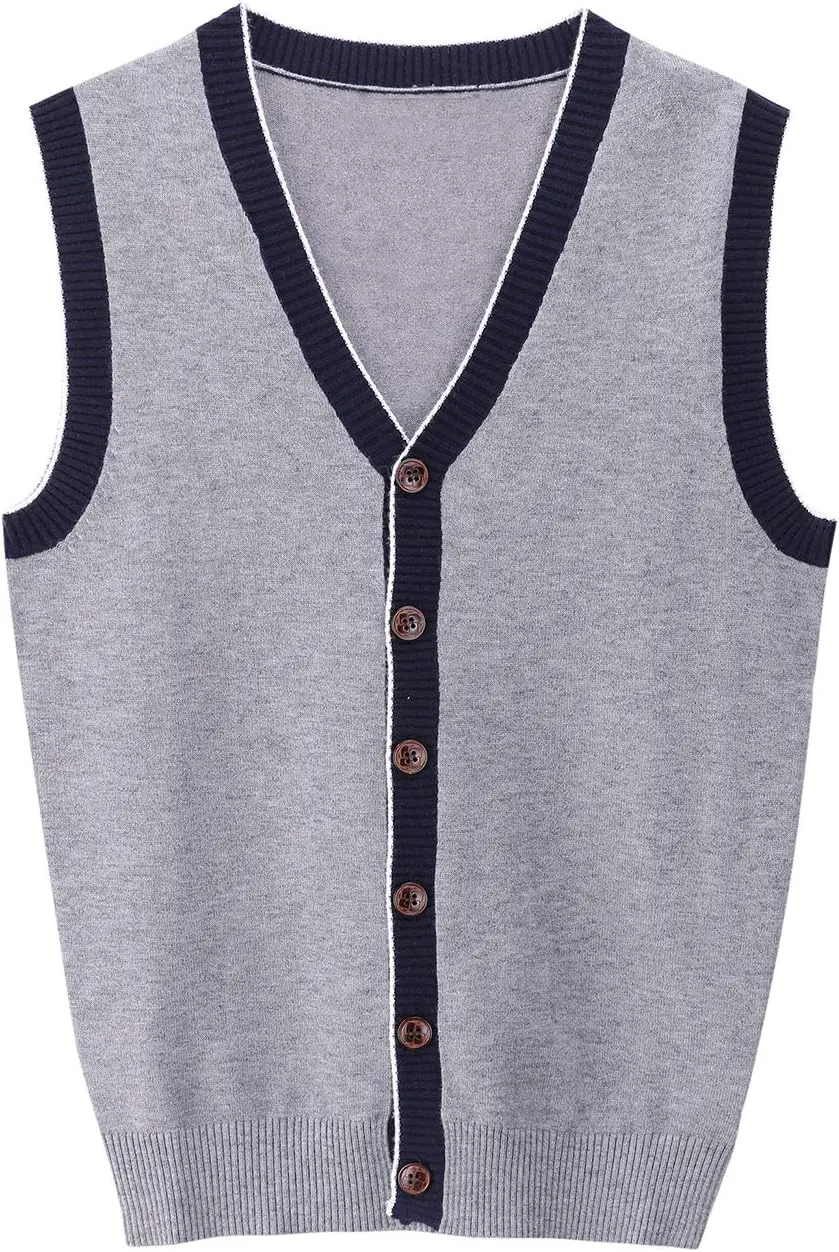 TopTie Men's Sweater Cardigan Vest Slim Fit Stylish Button Down Knitted