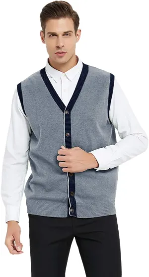 TopTie Men's Sweater Cardigan Vest Slim Fit Stylish Button Down Knitted