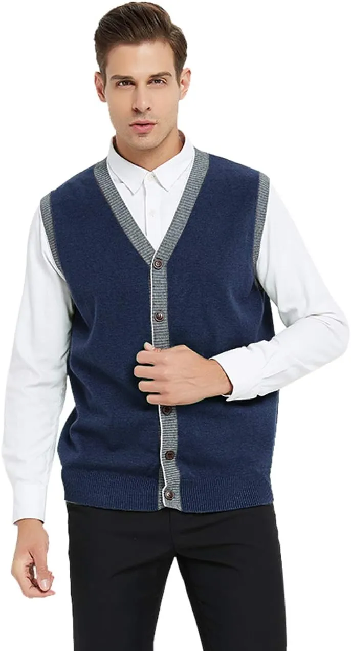 TopTie Men's Sweater Cardigan Vest Slim Fit Stylish Button Down Knitted