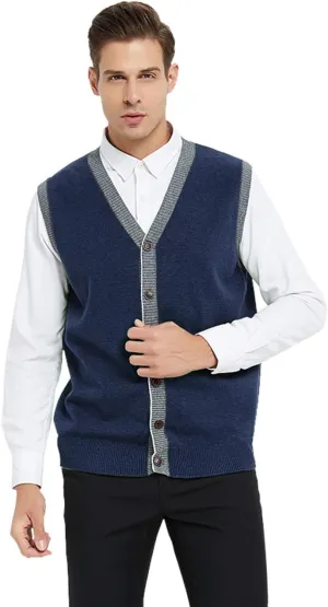 TopTie Men's Sweater Cardigan Vest Slim Fit Stylish Button Down Knitted