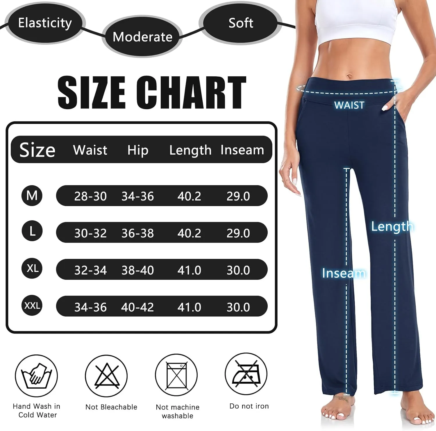 TownCat Womens Yoga Pants with Pockets, High Waist Workout Straight Leg Pants, Womens Soft Gym Stretch Bootcut Pants