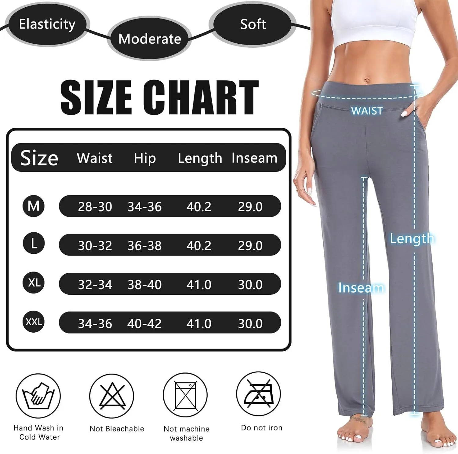TownCat Womens Yoga Pants with Pockets, High Waist Workout Straight Leg Pants, Womens Soft Gym Stretch Bootcut Pants
