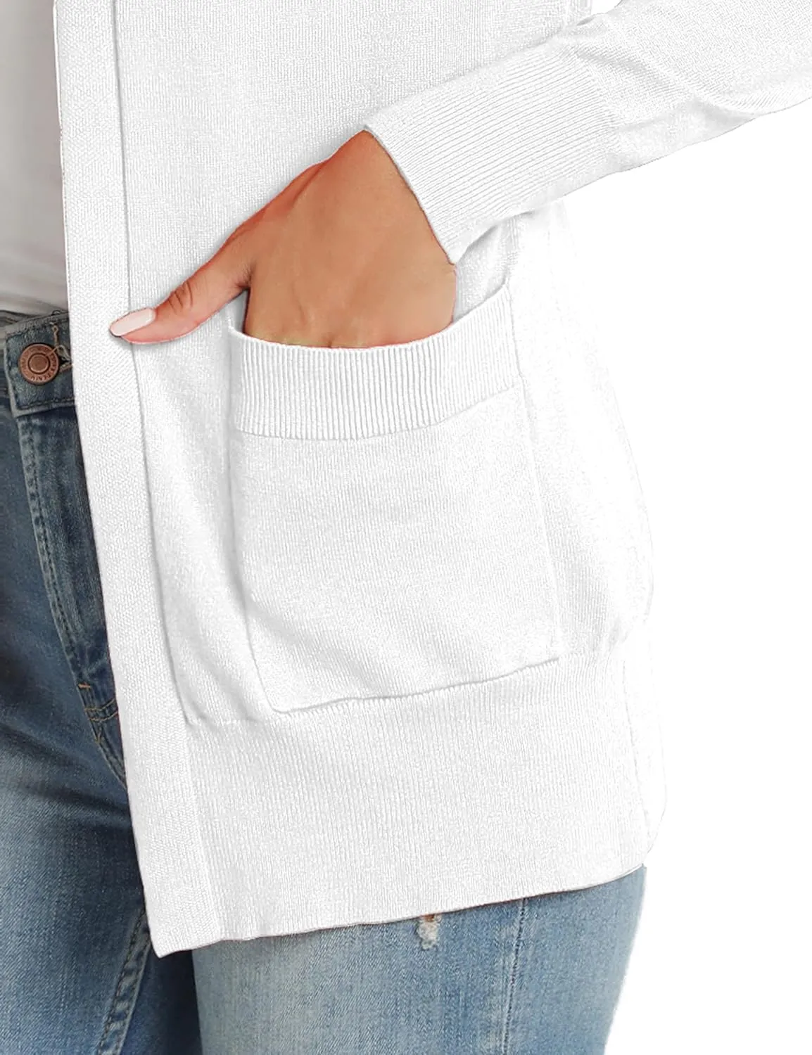 Tralilbee Women's Open Front Casual Long Sleeve Lightweight Cardigan Sweater with Pockets S-XL