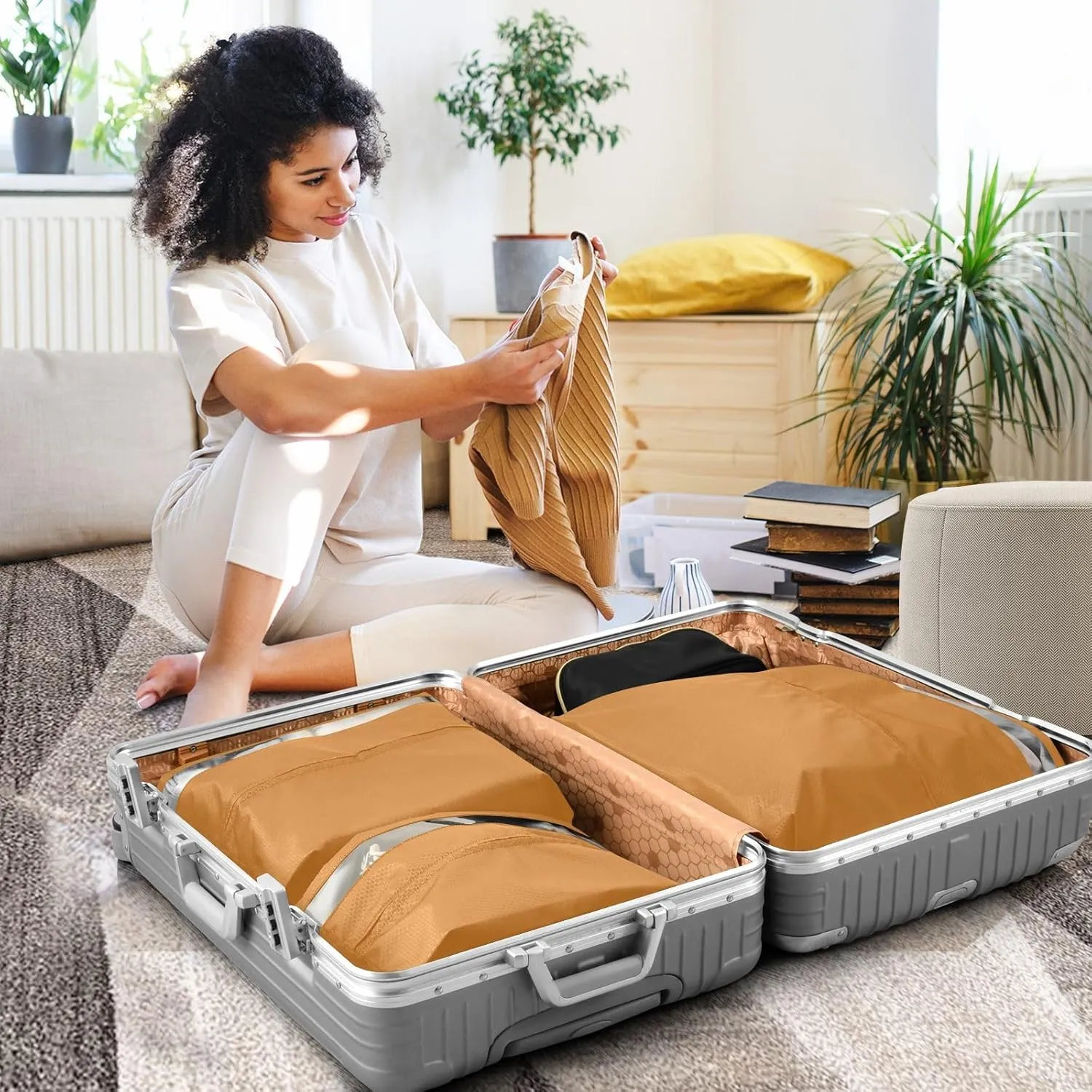 Travel Packing Bags Ocher 3 Set Packing Cubes for Suitcases Lightweight Travel Packing Organizers