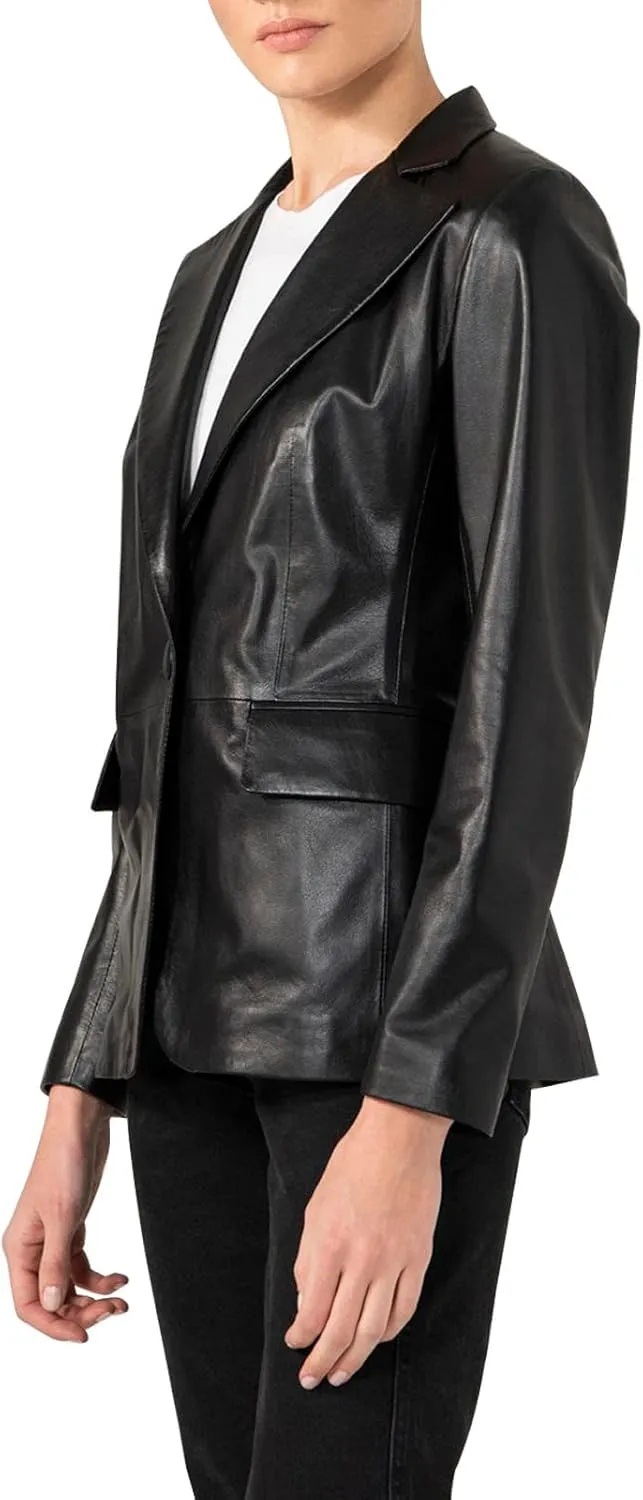 Trifoliate Leather Jacket Women - Real Lambskin Leather Blazers & Leather Sport Coats For Womens
