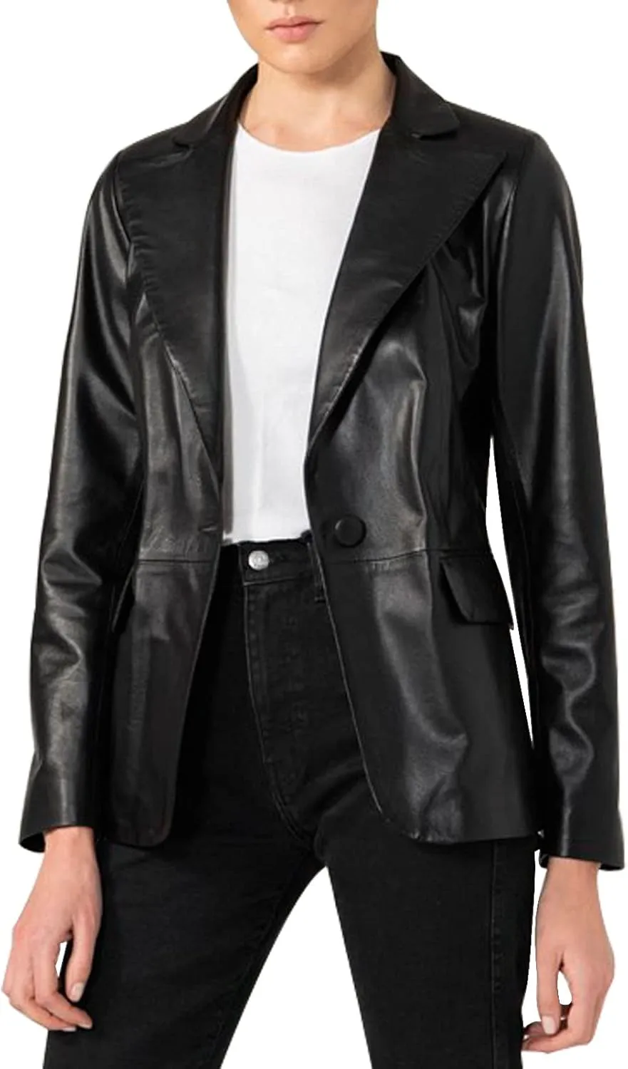 Trifoliate Leather Jacket Women - Real Lambskin Leather Blazers & Leather Sport Coats For Womens