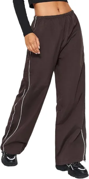 TSMNZMU Womens Baggy Track Pants Y2K Low Waist Parachute Pants Wide Leg Dance Sweatpants Soft Jogger Streetwear
