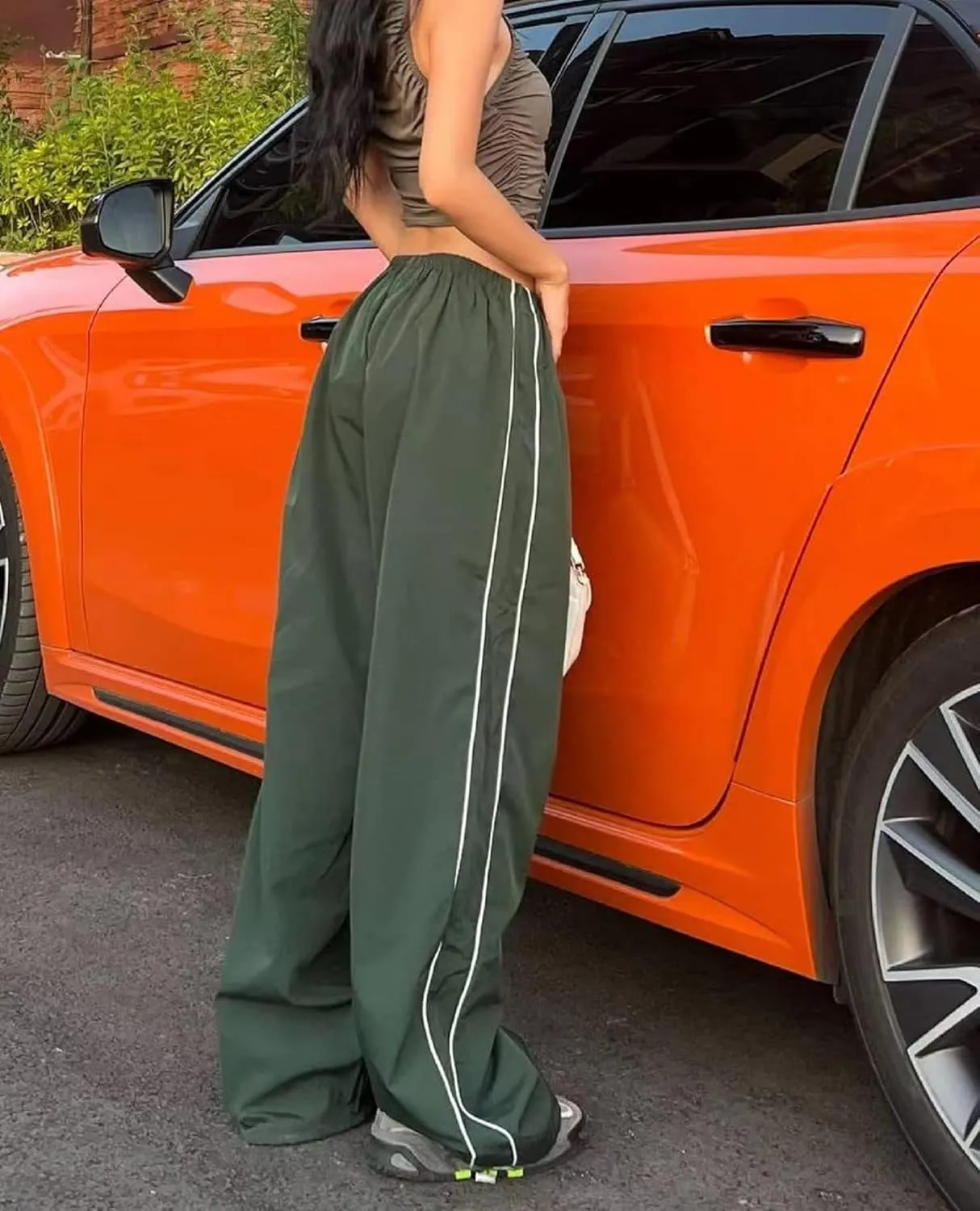 TSMNZMU Womens Baggy Track Pants Y2K Low Waist Parachute Pants Wide Leg Dance Sweatpants Soft Jogger Streetwear