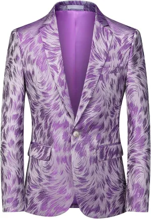 UNINUKOO Mens Casual Floral Blazer Dress Slim Fit Prom Party Paisley Suit Jacket for Men