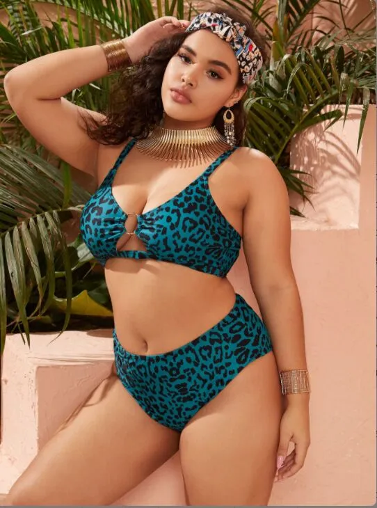 Upopby Floral Hollow Bikini Plus Size Swimsuit
