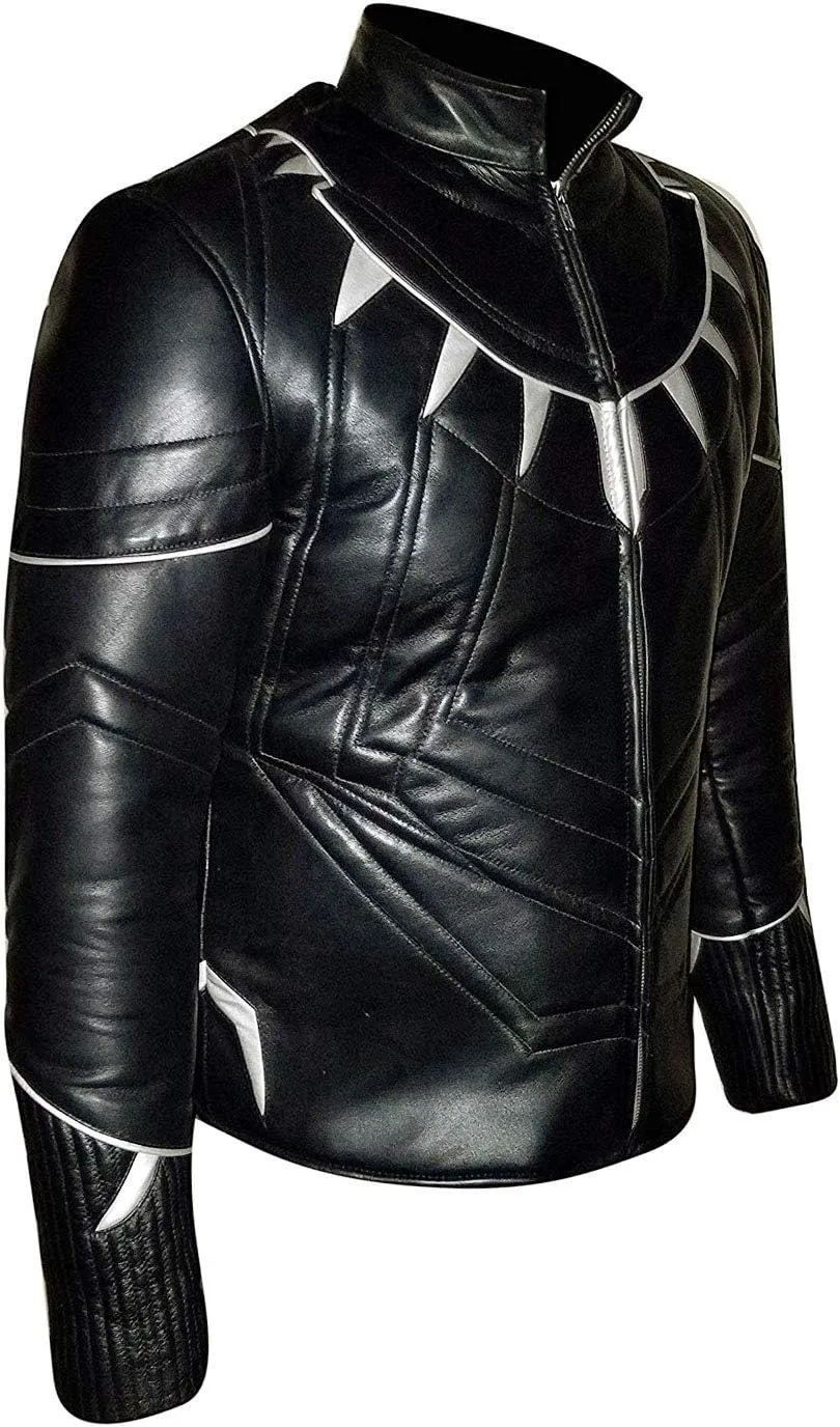 VearFit T Challa Qualited Wakanda Black Movie Panther Faux Leather Jacket Men