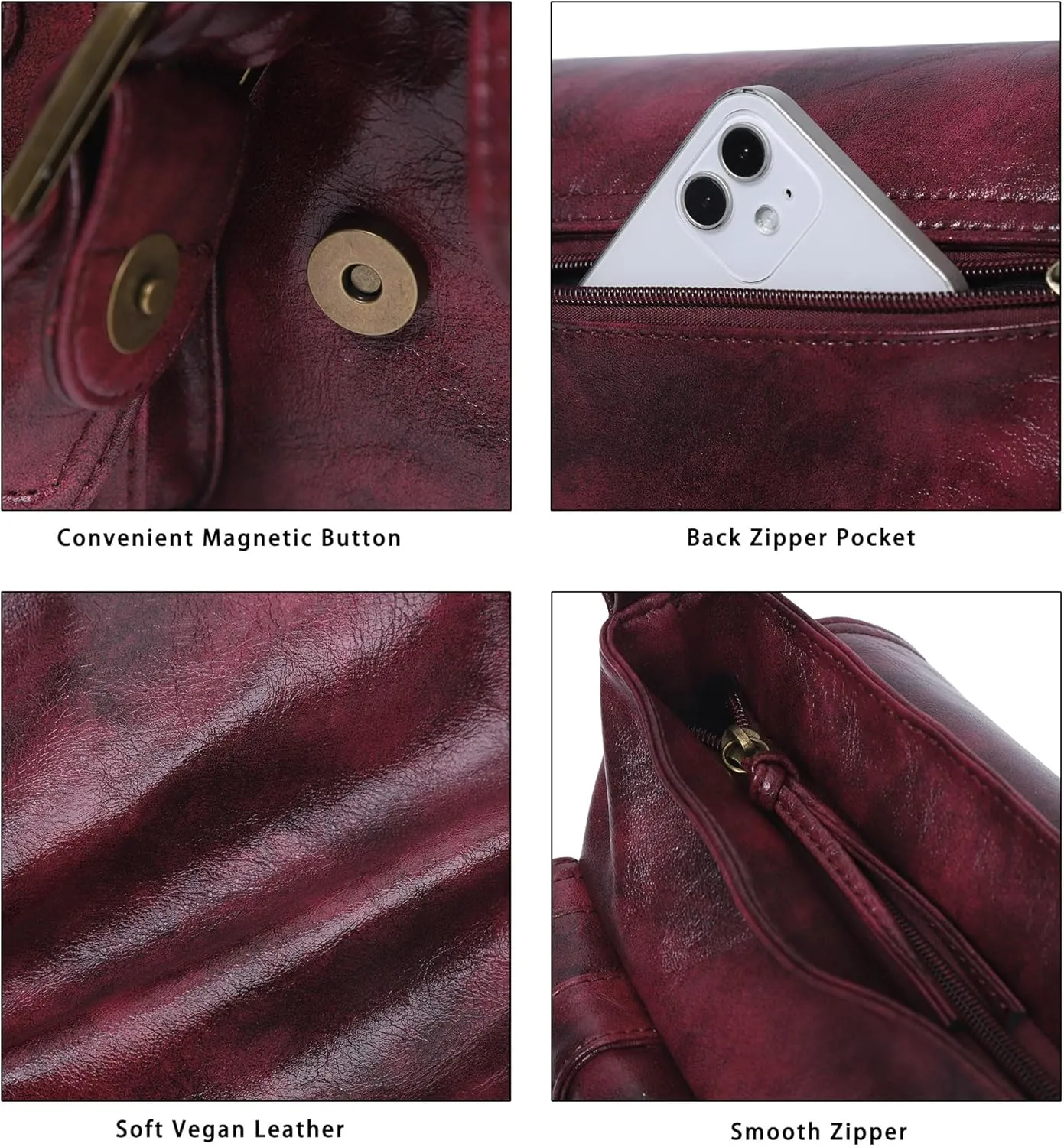 Vegan Leather Hobo Bag for Women | Stylish Crossbody Tote Satchel Handbag(Rose)