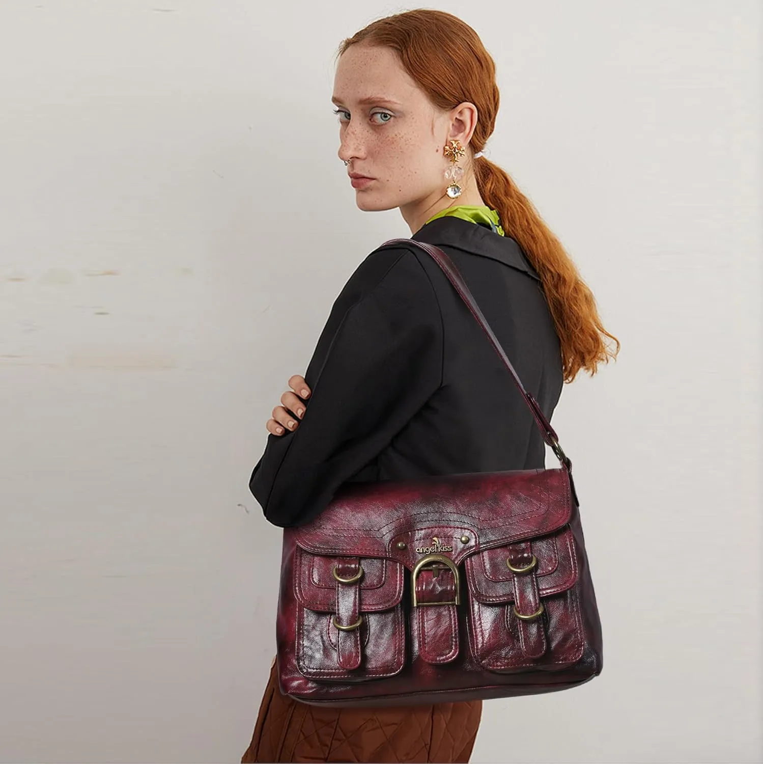 Vegan Leather Hobo Bag for Women | Stylish Crossbody Tote Satchel Handbag(Rose)