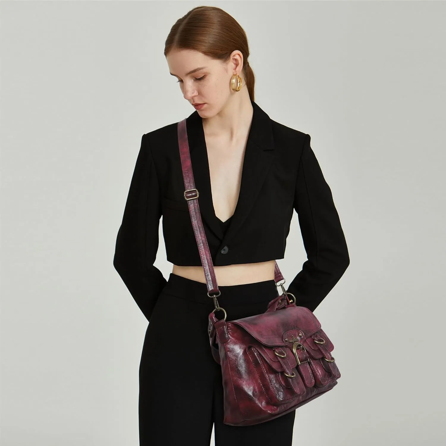 Vegan Leather Hobo Bag for Women | Stylish Crossbody Tote Satchel Handbag(Rose)
