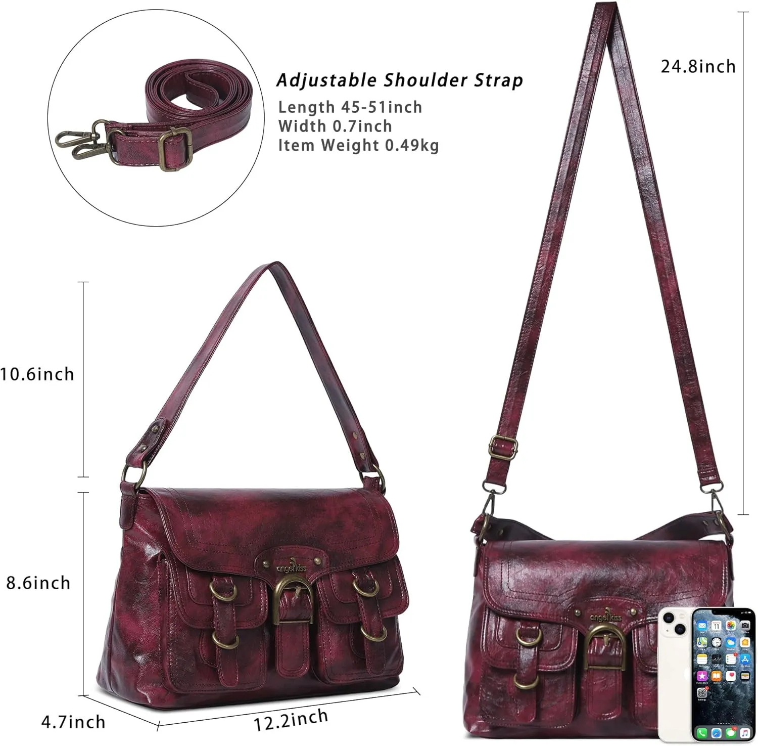 Vegan Leather Hobo Bag for Women | Stylish Crossbody Tote Satchel Handbag(Rose)
