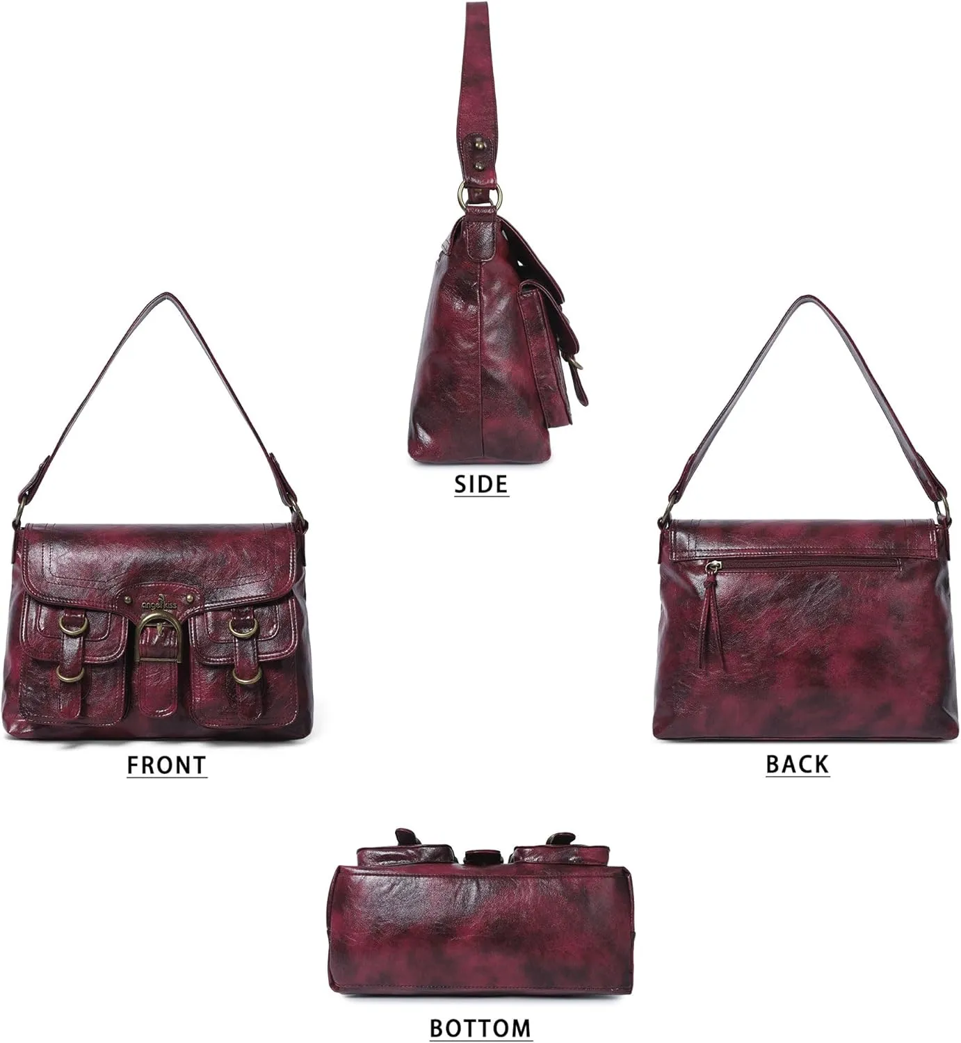 Vegan Leather Hobo Bag for Women | Stylish Crossbody Tote Satchel Handbag(Rose)