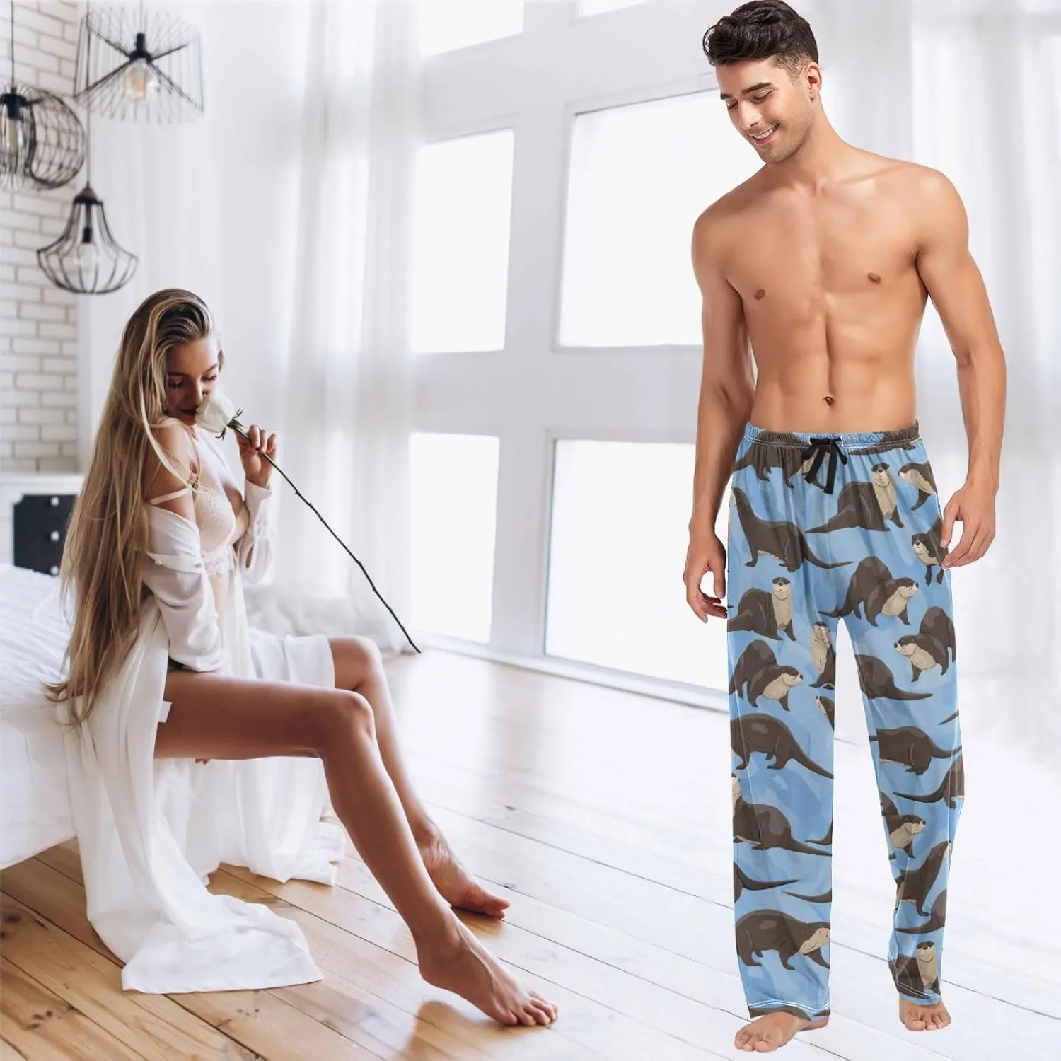 visesunny Men's Pajama Pants 100% Cotton Lounge Soft Warm Sleepwear Pants PJ Bottoms Drawstring and Pockets